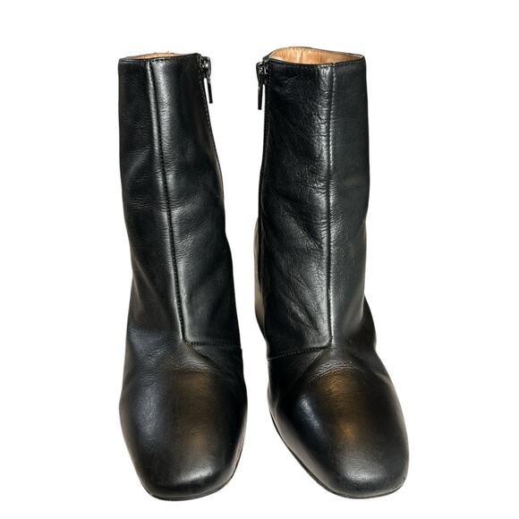 Free People Nicola Leather Square Toed Ankle Zip Block Heeled Boot Black 36 US 6 - Picture 3 of 12